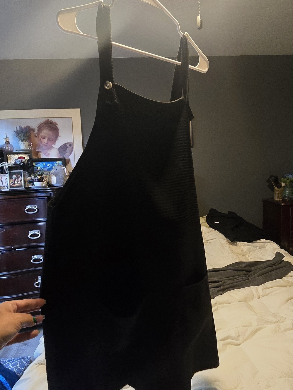 SHEIN Black Pinafore  Dress with Front Pocket